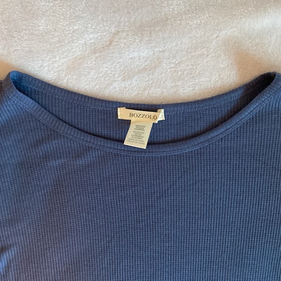 Blue and white ribbed long sleeve tops - Picture 5 of 9